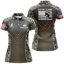Load image into Gallery viewer, Womens Bowling Polo Shirts Custom camo American flag team League Womens Jerseys NQS6702