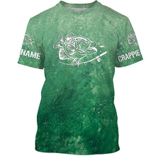 Load image into Gallery viewer, Crappie Fishing Green Water Tie Dye Customize Name 3D All Over Printed Shirts Personalized Fishing Gift For Men, Women And Kid NQS397