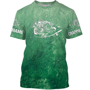 Crappie Fishing Green Water Tie Dye Customize Name 3D All Over Printed Shirts Personalized Fishing Gift For Men, Women And Kid NQS397