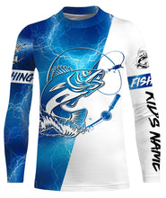 Load image into Gallery viewer, Walleye Fishing tattoo blue lightning Customized Name UV Protection UPF 30+ Fishing jerseys performance apparel NQS2427