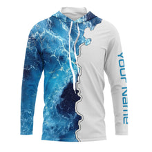 Load image into Gallery viewer, Custom Saltwater Long sleeve Fishing Shirts UV Protection, Sea wave camo Fishing Shirts NQS3124