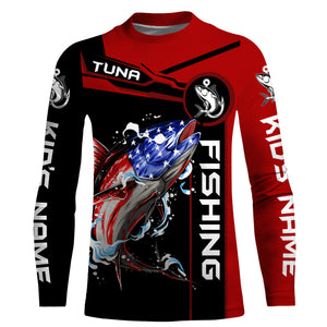 Tuna fishing American flag patriotic Custom Name men's performance Fishing Shirts, fishing apparel NQS3279