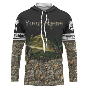 Walleye Fishing Camo Long sleeves All Over Printed Shirts For Adult And Kid NQS252