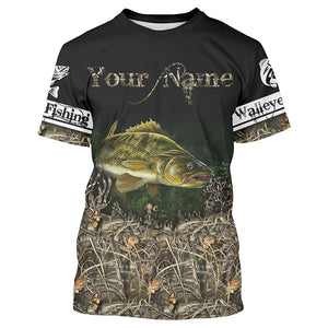 Walleye Fishing Camo Long sleeves All Over Printed Shirts For Adult And Kid NQS252