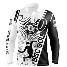 Load image into Gallery viewer, Black and white  Mens disc golf polo shirts custom disc golf shirt, personalized disc golf gifts NQS6752