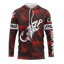 Load image into Gallery viewer, Red Camo fishing shirt Fish hook skull Custom Name sun protection mens long sleeve fishing shirts NQS5083