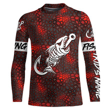 Load image into Gallery viewer, Red Camo fishing shirt Fish hook skull Custom Name sun protection mens long sleeve fishing shirts NQS5083