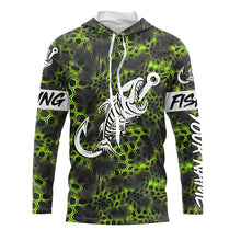 Load image into Gallery viewer, Green Camo fishing shirts Fish hook skull Custom Name sun protection mens long sleeve fishing shirts NQS5085