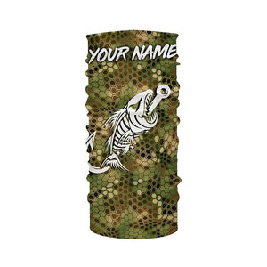 Green Camo fishing shirts Fish hook skull Custom Name sun protection mens long sleeve fishing shirts NQS5086