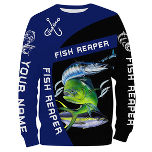 Customize Name Mahi Mahi, Tuna, Wahoo Fishing Fish Reaper 3D All Over Printed Shirts Personalized Gift For Fisherman NQS409
