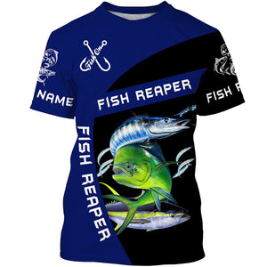 Customize Name Mahi Mahi, Tuna, Wahoo Fishing Fish Reaper 3D All Over Printed Shirts Personalized Gift For Fisherman NQS409