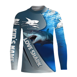 Shark Fishing Blue Ocean Customize name 3D All over print shirts, fishing gift for men, women, Kid NQS415