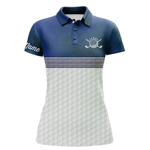 Load image into Gallery viewer, Blue and white Womens golf polo shirts custom name ladies golf shirts, personalized golf gifts NQS6283