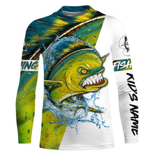 Load image into Gallery viewer, Angry Mahi-mahi fishing Custom sun protection Long sleeve Fishing Shirts, Personalized Fishing Gift NQS4256