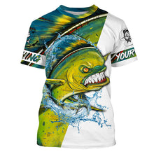 Load image into Gallery viewer, Angry Mahi-mahi fishing Custom sun protection Long sleeve Fishing Shirts, Personalized Fishing Gift NQS4256