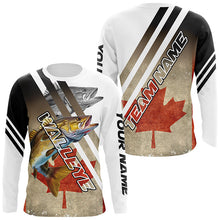 Load image into Gallery viewer, Walleye fishing Canadian flag patriotic Custom UV protection performance long sleeve fishing jerseys NQS7113