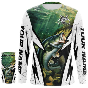 Largemouth Bass fishing Custom UV protection performance long sleeve fishing shirt, Bass fish jerseys NQS7114