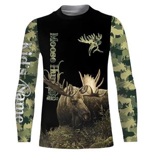 Moose Hunting Green Camo 3D All Over print shirts personalized hunting apparel for Adult and kid NQS534