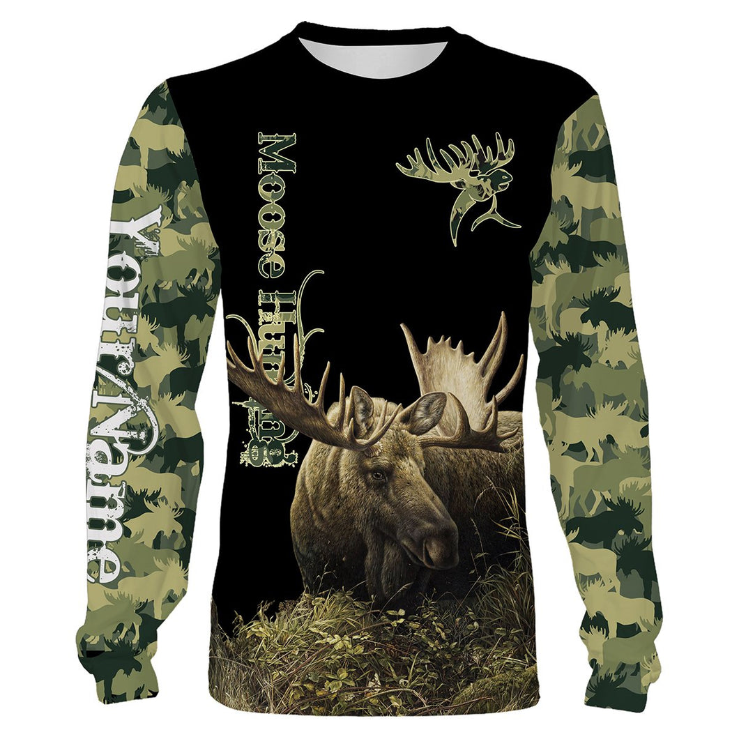Moose Hunting Green Camo 3D All Over print shirts personalized hunting apparel for Adult and kid NQS534