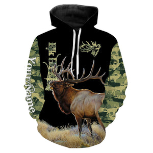 Elk Hunting Green Camo 3D All Over print shirts personalized hunting apparel for Adult and kid NQS535