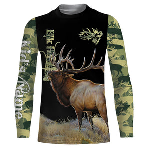 Elk Hunting Green Camo 3D All Over print shirts personalized hunting apparel for Adult and kid NQS535