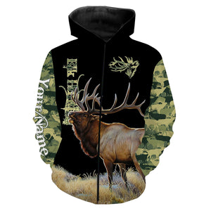 Elk Hunting Green Camo 3D All Over print shirts personalized hunting apparel for Adult and kid NQS535