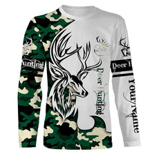 Load image into Gallery viewer, Deer hunting tattoos green camo custom name all over print hunting Shirts - Hunting gifts for him NQS4039