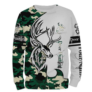Deer hunting tattoos green camo custom name all over print hunting Shirts - Hunting gifts for him NQS4039