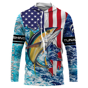 Tuna fishing American flag blue sea camo Custom sun protection long sleeve fishing shirts for men NQS4057