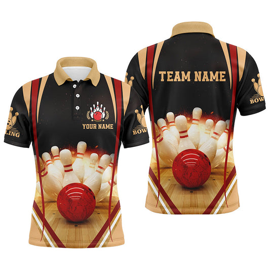 Custom Black bowling shirt for men – personalized team jersey front view
