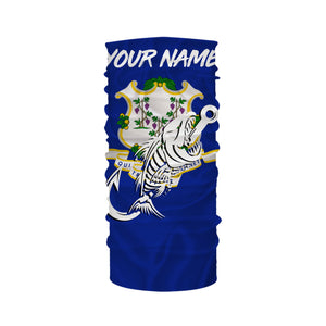 CT Fishing Custom Connecticut Flag Fish hook skull Custom sun protection fishing shirts for men, women NQS3391