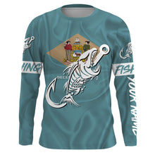 Load image into Gallery viewer, DE Fishing Custom Delaware Flag Fish hook skull Custom sun protection fishing shirts for men, women NQS3392