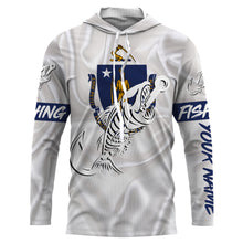 Load image into Gallery viewer, MA Massachusetts Fishing Flag Fish hook skull Custom sun protection fishing shirts for men, women, kid NQS3396