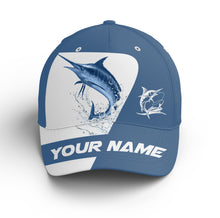 Load image into Gallery viewer, Marlin Fishing blue color Custom fishing hat Unisex Fishing Baseball Angler hat NQS3878