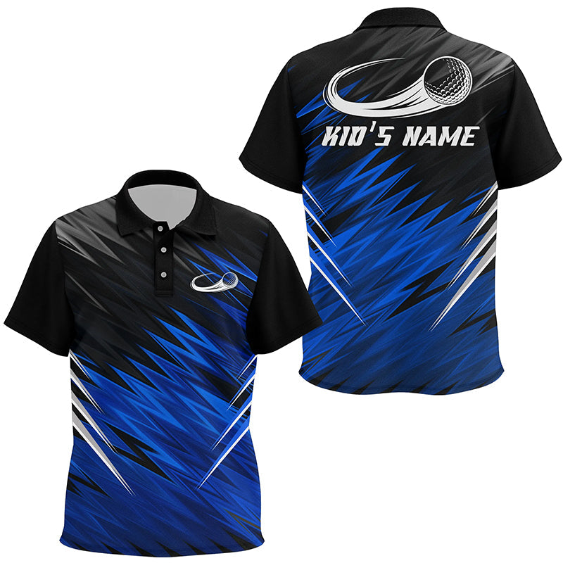 Kid golf polo shirts custom Blue and black pattern shirt for Kid, personalized golf gifts NQS6988