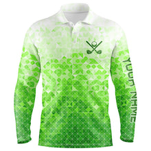 Load image into Gallery viewer, Mens golf polos shirts custom name green golf apparel, coolest polo shirts for mens NQS7138