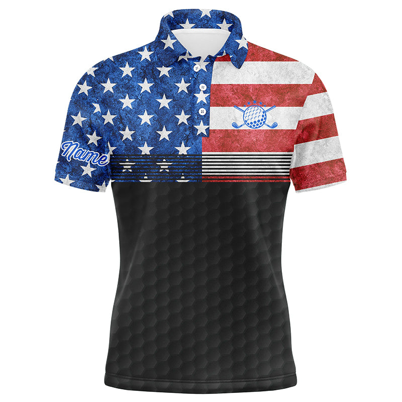 American flag black Mens golf polo shirts custom name patriotic golf shirts for mens NQS7238