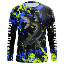 Load image into Gallery viewer, Catfish fishing green blue camo Custom UV protection performance long sleeve fishing jerseys NQS7240