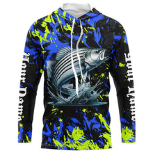 Load image into Gallery viewer, Striped bass fishing green blue camo Custom UV protection performance long sleeve fishing jerseys NQS7241