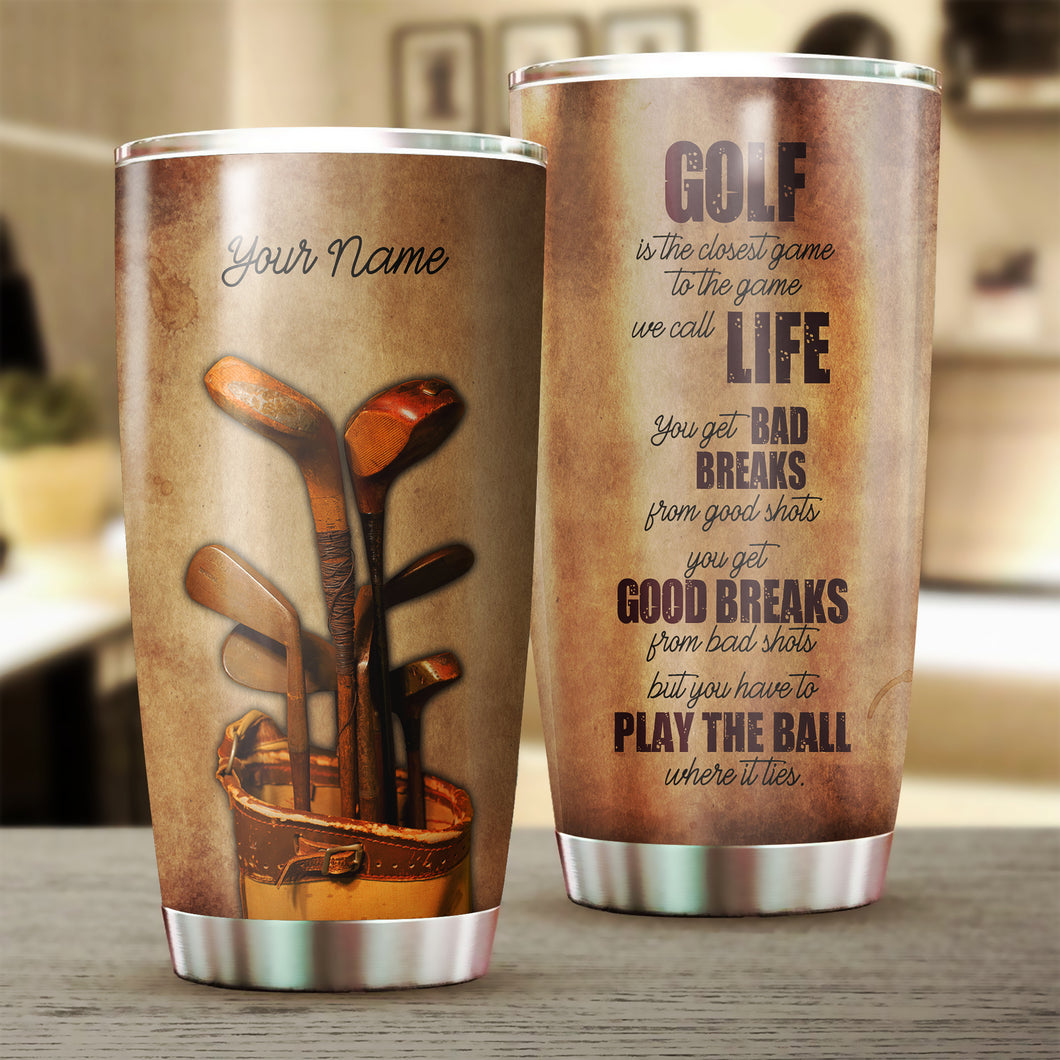 Vintage golf clubs custom name Golf Stainless Steel Tumbler Cup - personalized golf gifts NQS3425