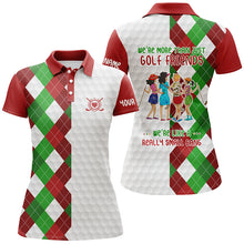 Load image into Gallery viewer, Christmas plaid pattern Women golf polo shirt custom were more than golf friends we&#39;re like small gang NQS6797