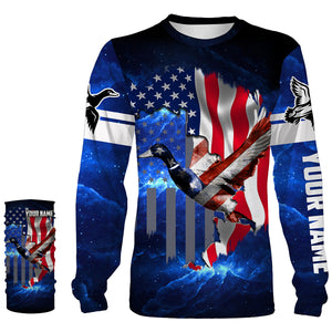 Duck hunting American flag patriotic 3d galaxy camo shirts- Personalized Hunting gift For Adult And Kid - NQSD19