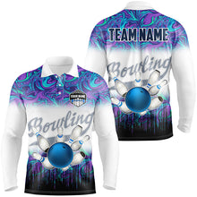 Load image into Gallery viewer, Mens Bowling polo shirts Custom blue purple marble pattern bowling Team Jerseys, gift for bowlers NQS7141
