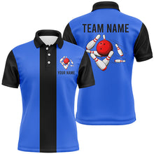 Load image into Gallery viewer, Personalized Blue Black Retro Bowling Polo Shirts For Men custom vintage bowling team jerseys NQS6802