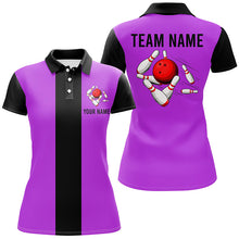 Load image into Gallery viewer, Personalized Purple Black Retro Bowling Polo shirt For women custom vintage bowling team jerseys NQS6803