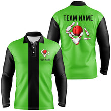 Load image into Gallery viewer, Personalized Green Black Retro Bowling Polo Shirts For Men custom vintage bowling team jerseys NQS6804