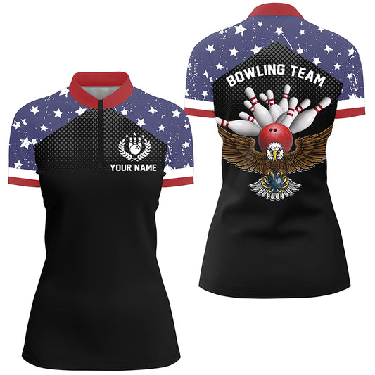 Custom bowling shirt for women – personalized team jersey front view