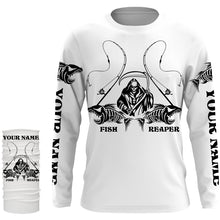 Load image into Gallery viewer, Personalized Fish reaper Fishing jerseys, fish skull Long Sleeve Fishing tournament shirts | White NQS3718