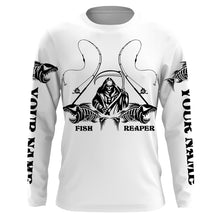 Load image into Gallery viewer, Personalized Fish reaper Fishing jerseys, fish skull Long Sleeve Fishing tournament shirts | White NQS3718