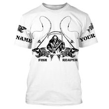 Load image into Gallery viewer, Personalized Fish reaper Fishing jerseys, fish skull Long Sleeve Fishing tournament shirts | White NQS3718